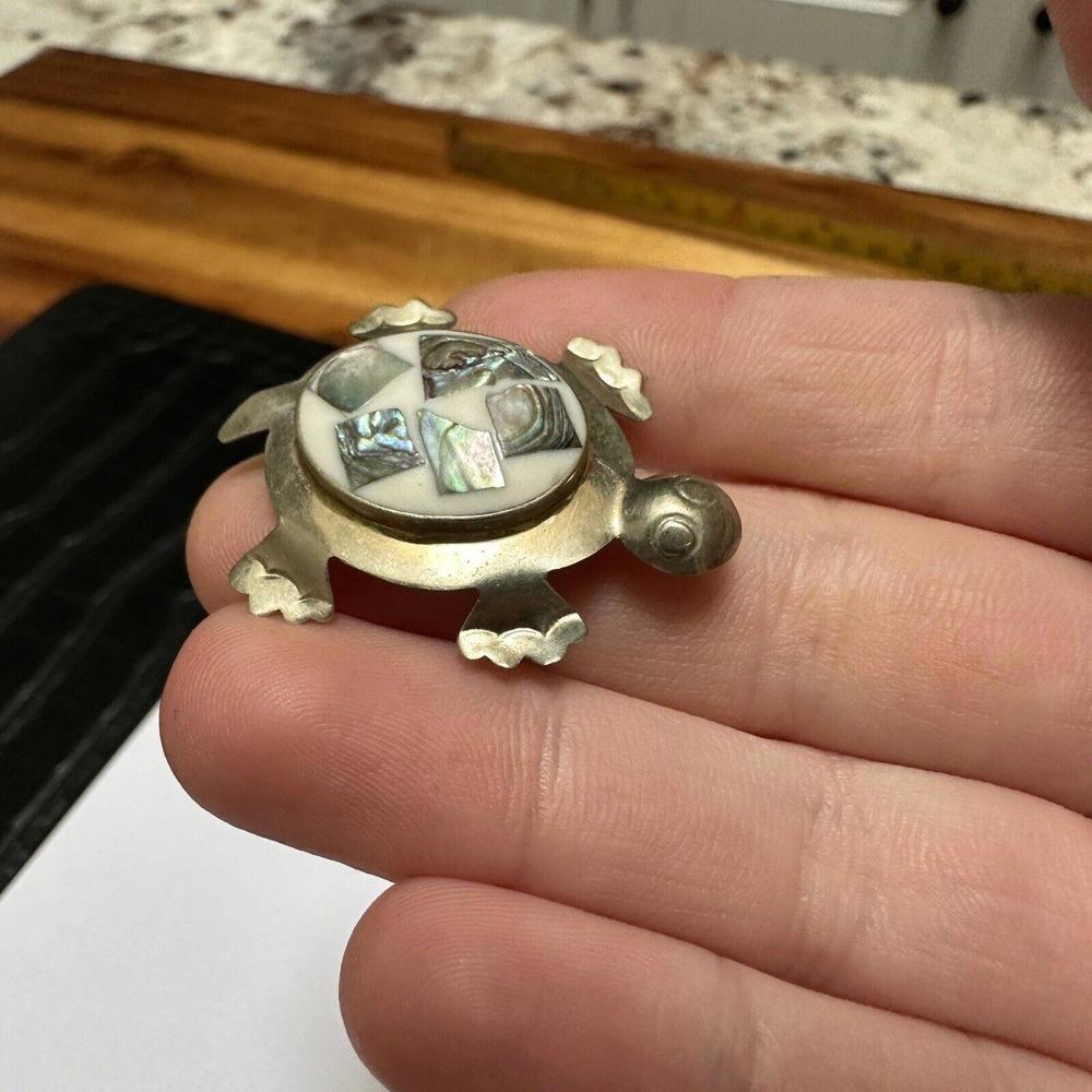 Signed Alpaca Mexico Turtle Tortoise Abalone Shel… - image 4